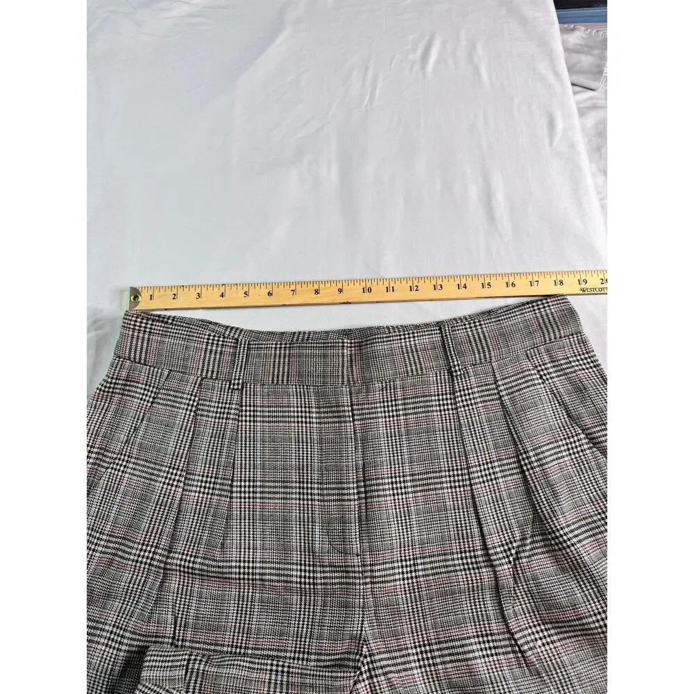 FRAME Relaxed Shorts Size 16 NWT $295 Plaid Wool Blend Pleated High Rise